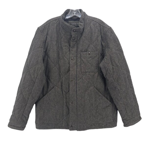 J CREW Outerwear Men's Sussex Quilted Jacket Primaloft Snap Full Zip Gray LARGE - Picture 1 of 11